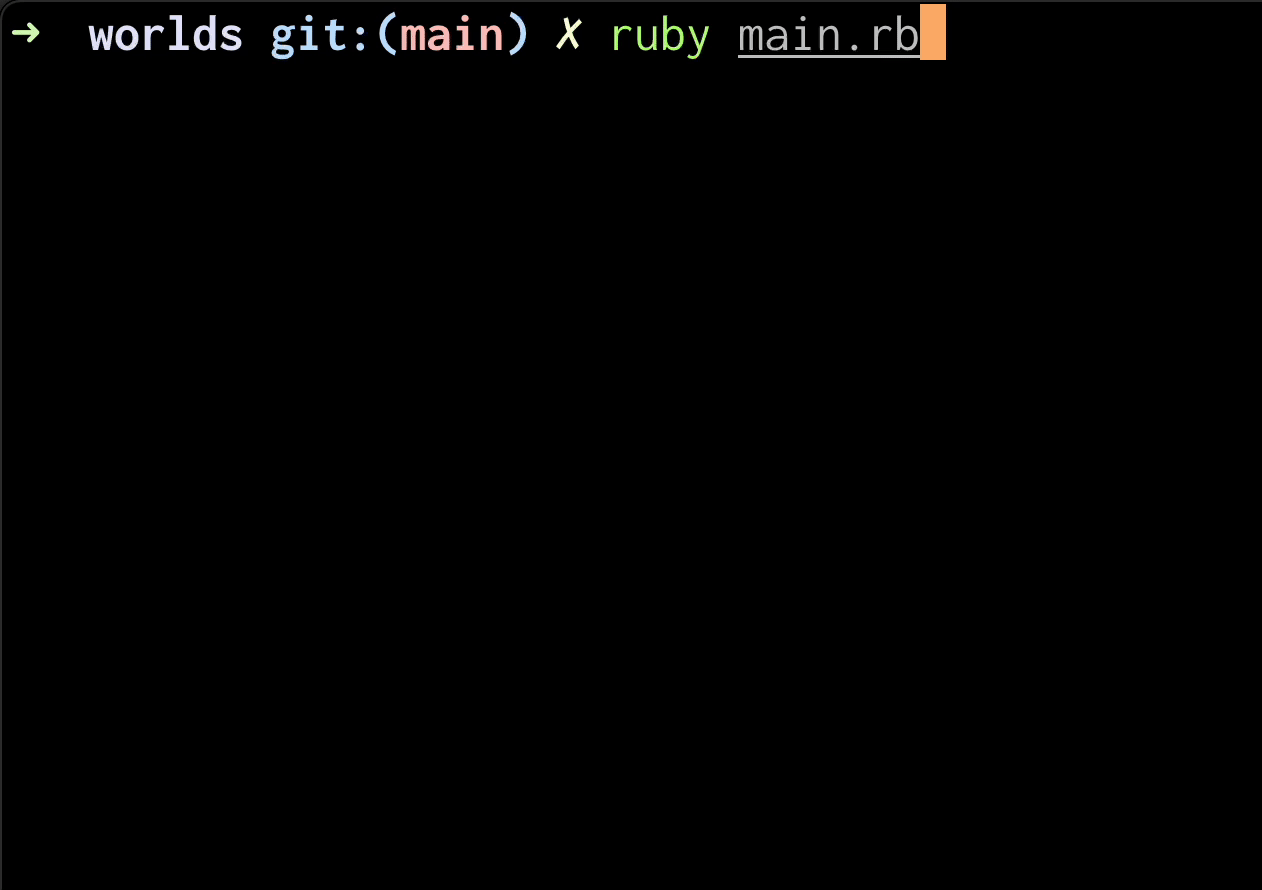 A simple text-based game in the terminal, where output is appearing while input is being typed below the output.